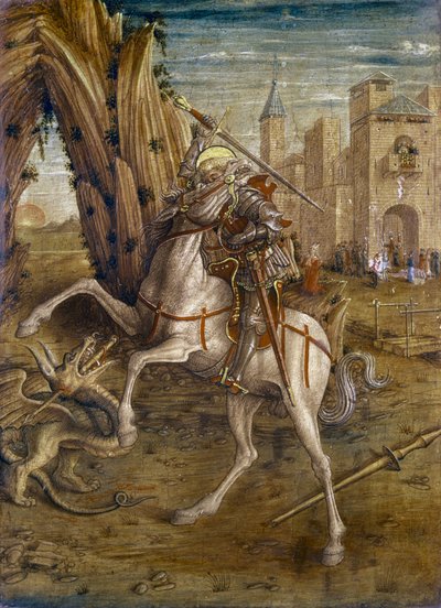 Saint Georges et le Dragon, scène du panneau de prédelle du retable 